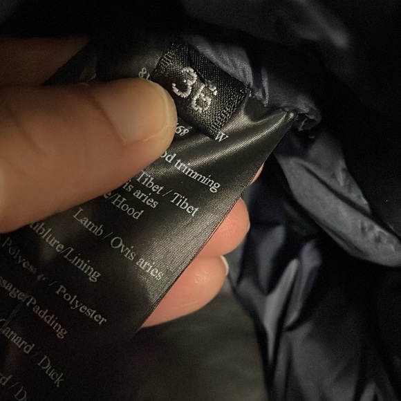 Intermix denim/puffer insert coat with alpaca hood trim - Picture 5 of 12